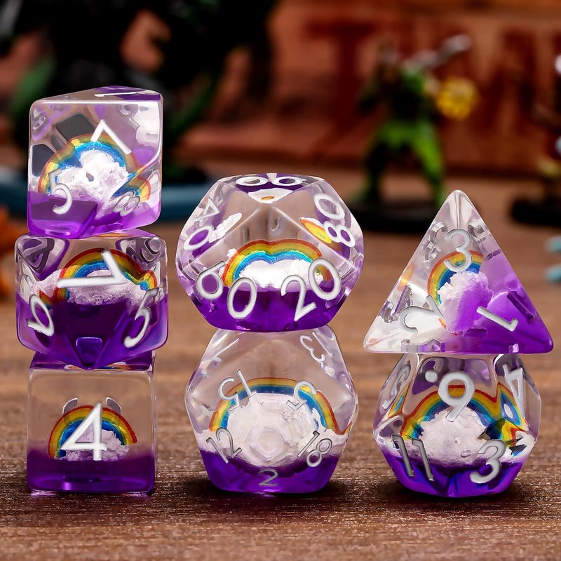 weyano Resin D&D Dice Set, Polyhedral Rainbow Dice for Dungeons and Dragons Role Playing Games (D20, D12, D10, D8, D6, D4) - Image 4